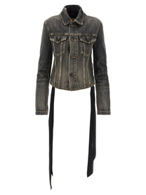 Balenciaga Lace up Denim Jacket Grey