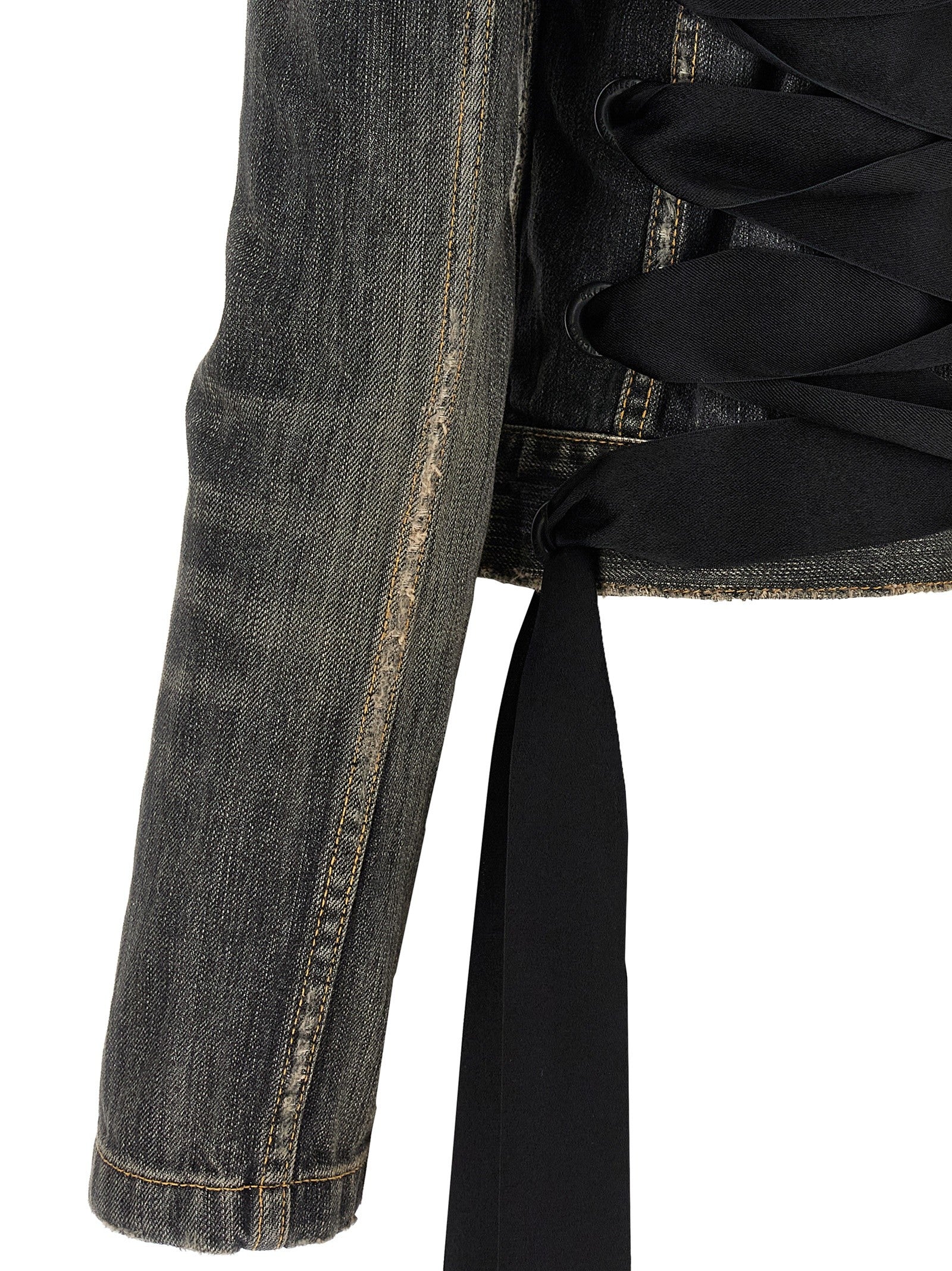 Balenciaga Lace up Denim Jacket Grey