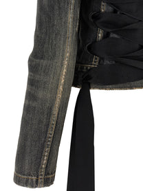 Balenciaga Lace up Denim Jacket Grey