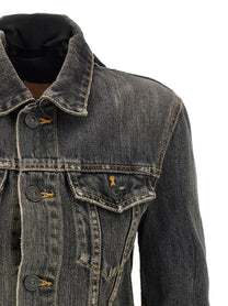 Balenciaga Lace up Denim Jacket Grey