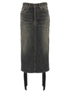 Balenciaga Lace up Denim Skirt Grey