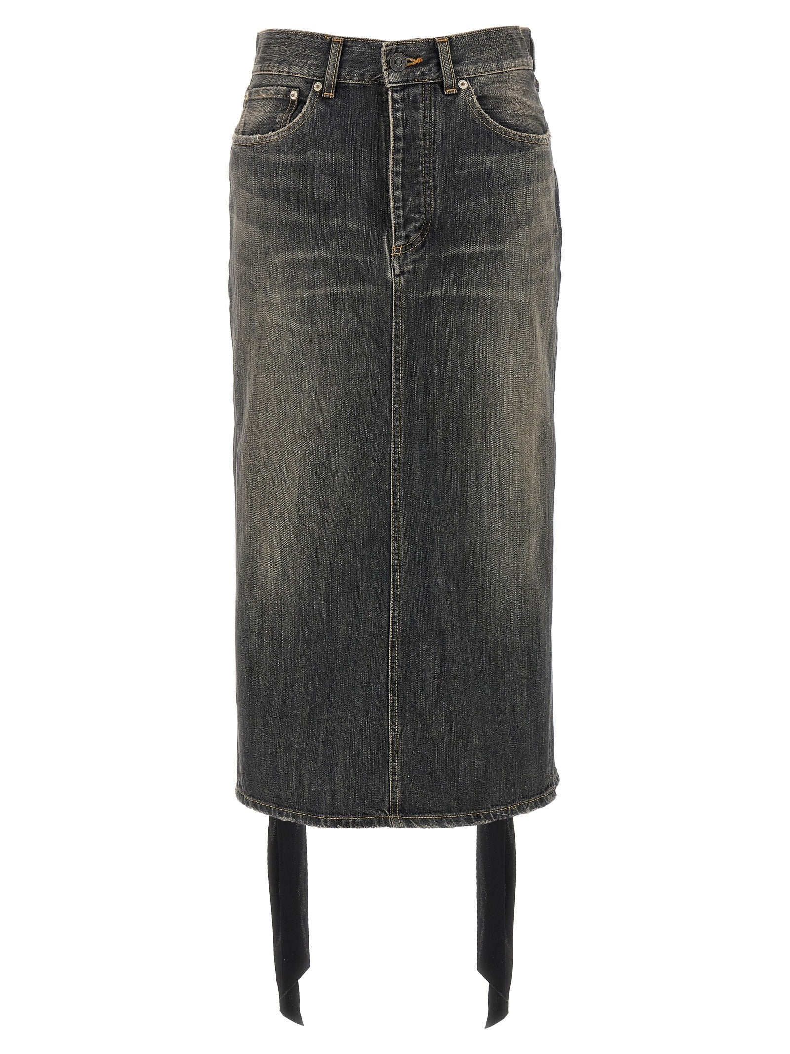 Balenciaga Lace up Denim Skirt Grey