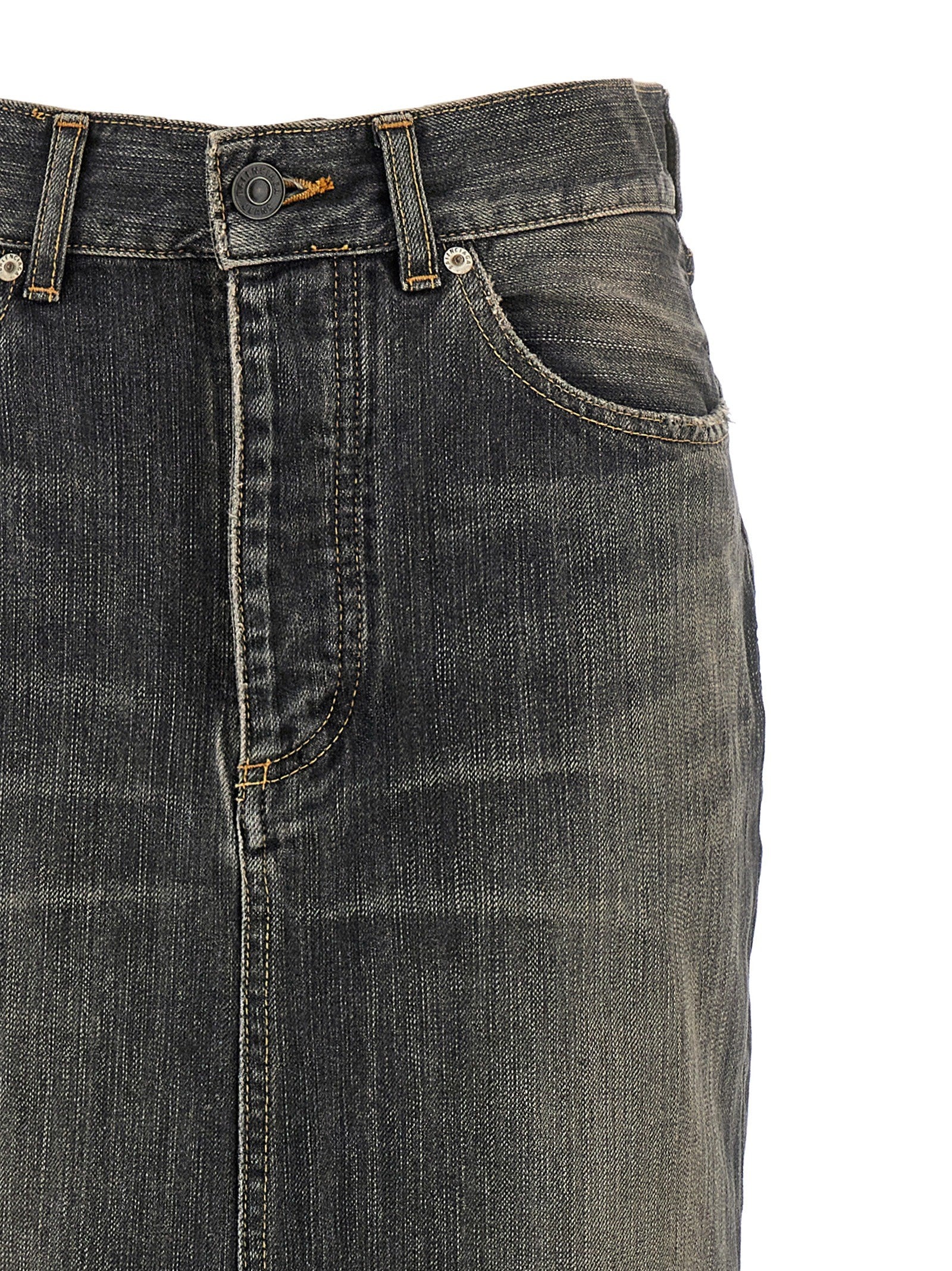 Balenciaga Lace up Denim Skirt Grey