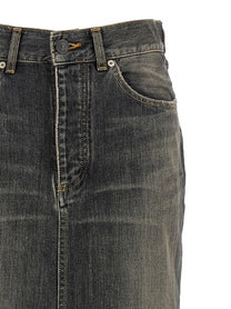 Balenciaga Lace up Denim Skirt Grey