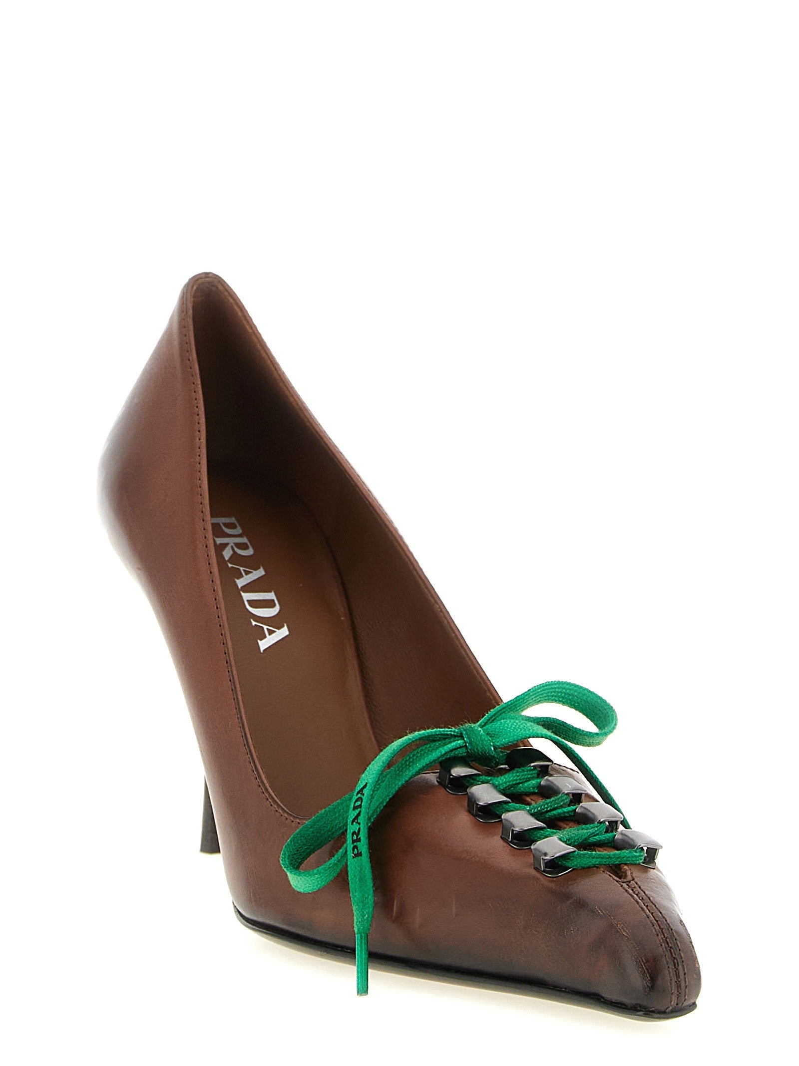 Prada Lace up Pumps Brown