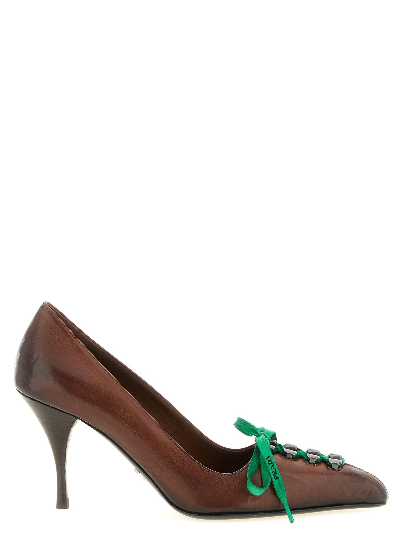 Prada Lace up Pumps Brown