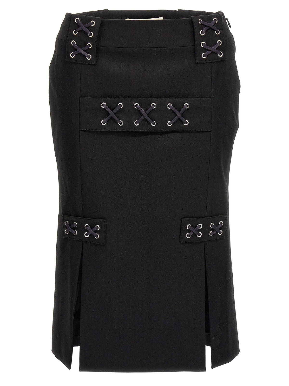 Alessandra Rich Lace up Skirt Black