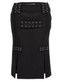Alessandra Rich Lace up Skirt Black