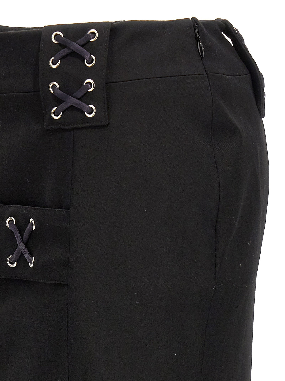 Alessandra Rich Lace up Skirt Black