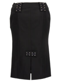 Alessandra Rich Lace up Skirt Black