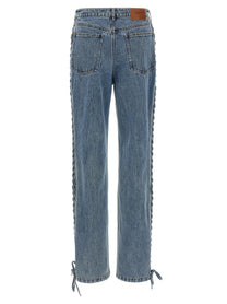 ROTATE Birger Christensen Laced Straight Leg Jeans Blue