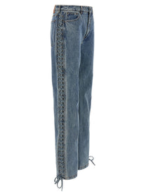 ROTATE Birger Christensen Laced Straight Leg Jeans Blue
