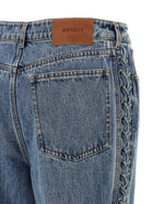 ROTATE Birger Christensen Laced Straight Leg Jeans Blue, view 5