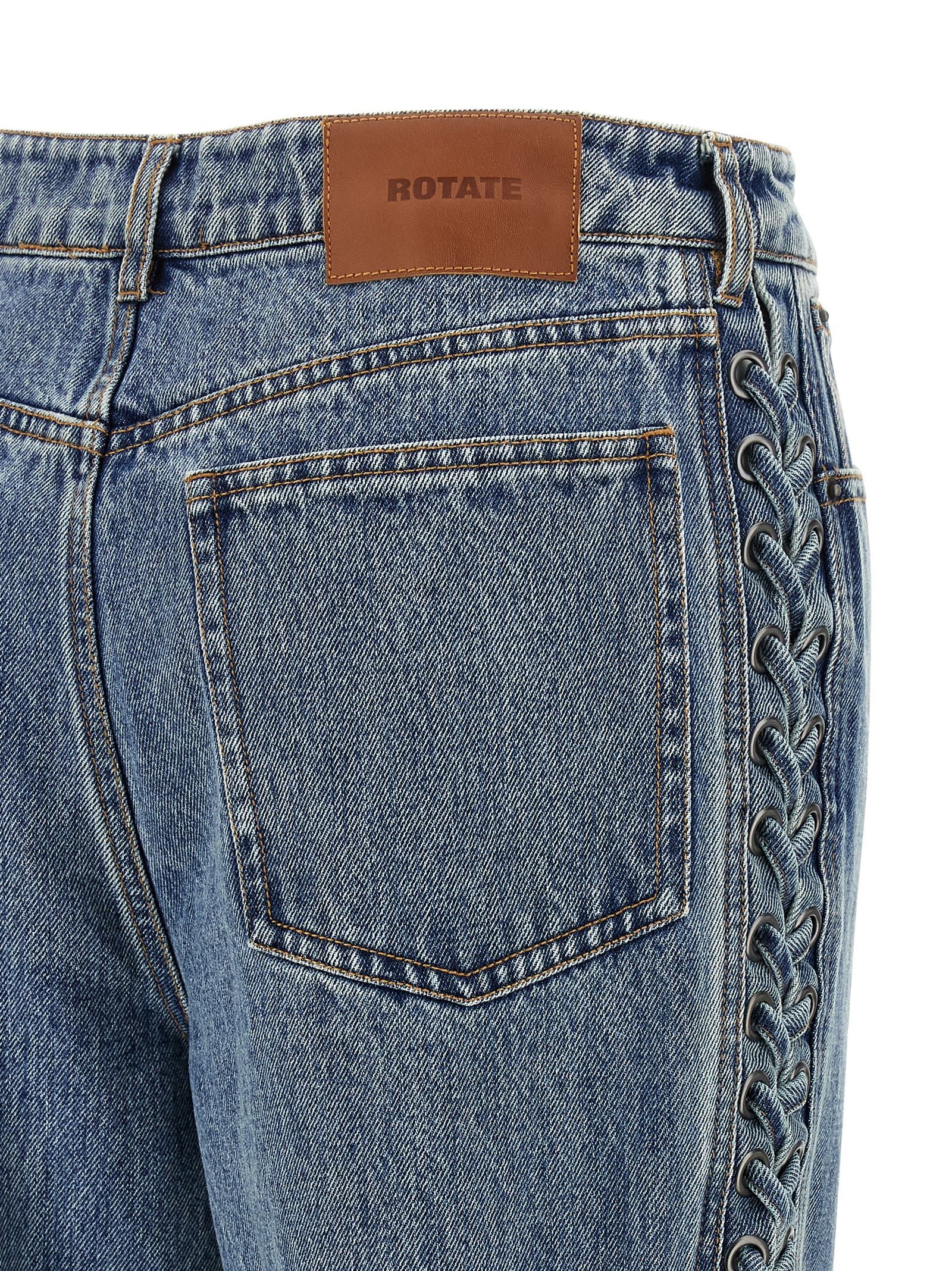 ROTATE Birger Christensen Laced Straight Leg Jeans Blue