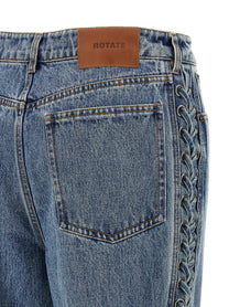 ROTATE Birger Christensen Laced Straight Leg Jeans Blue