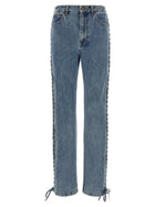 ROTATE Birger Christensen Laced Straight Leg Jeans Blue