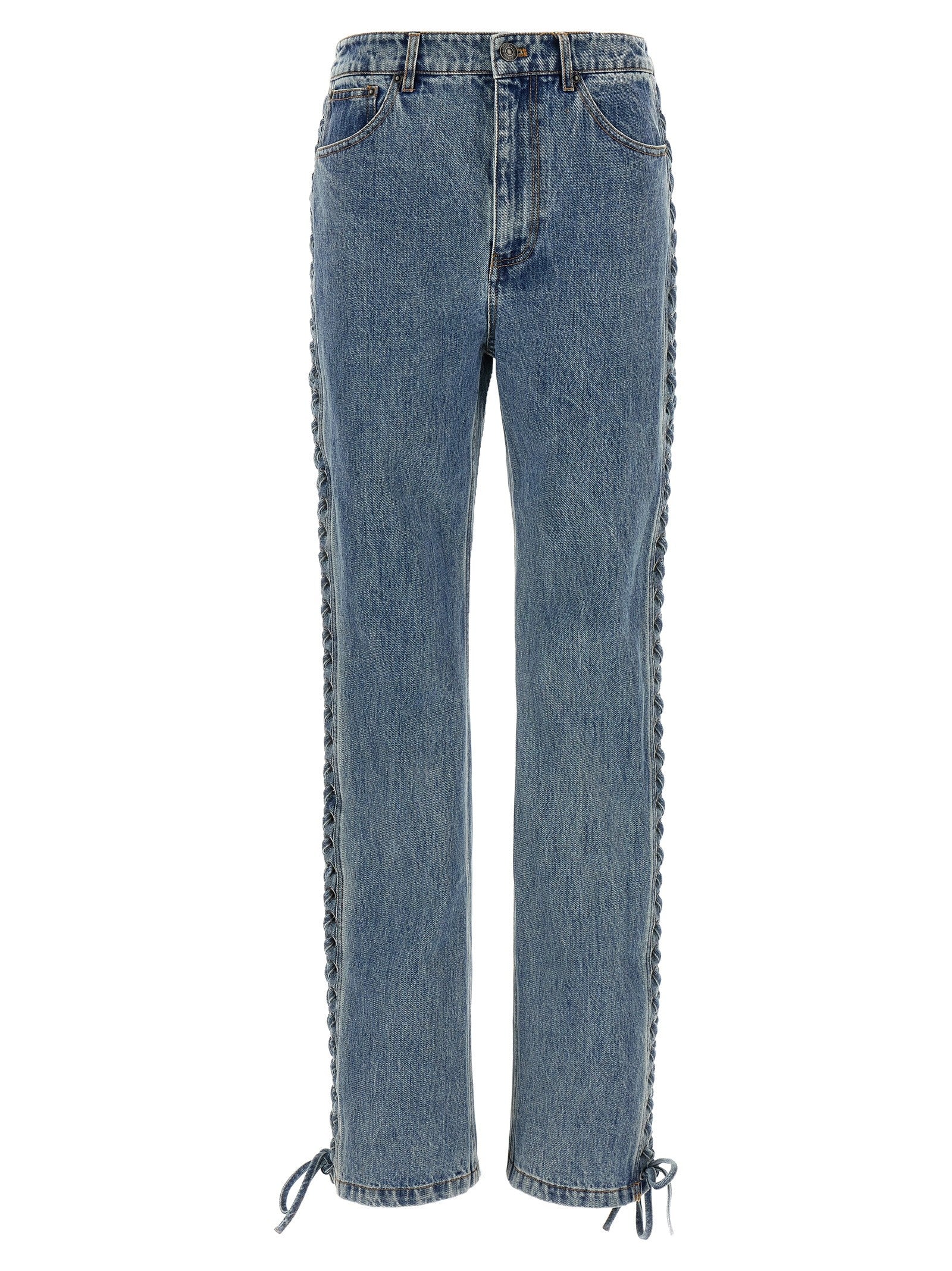 ROTATE Birger Christensen Laced Straight Leg Jeans Blue