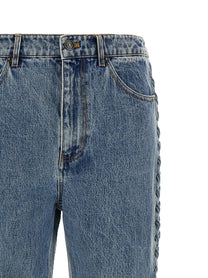 ROTATE Birger Christensen Laced Straight Leg Jeans Blue