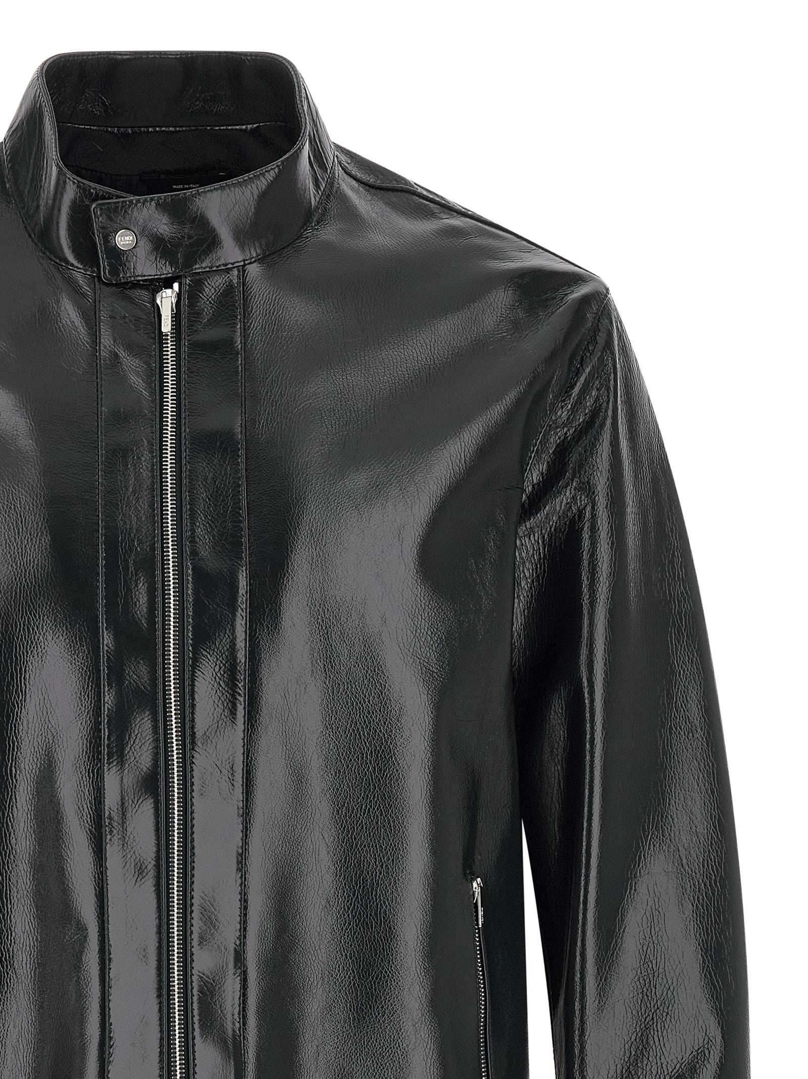 Fendi Lacquered Leather Blouson Blue