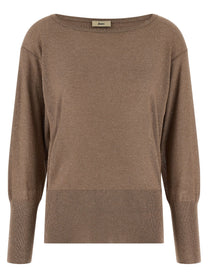 Herno Lamé and Sequin Yarn Sweater Brown