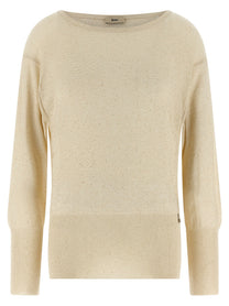 Herno Lamé and Sequin Yarn Sweater Beige