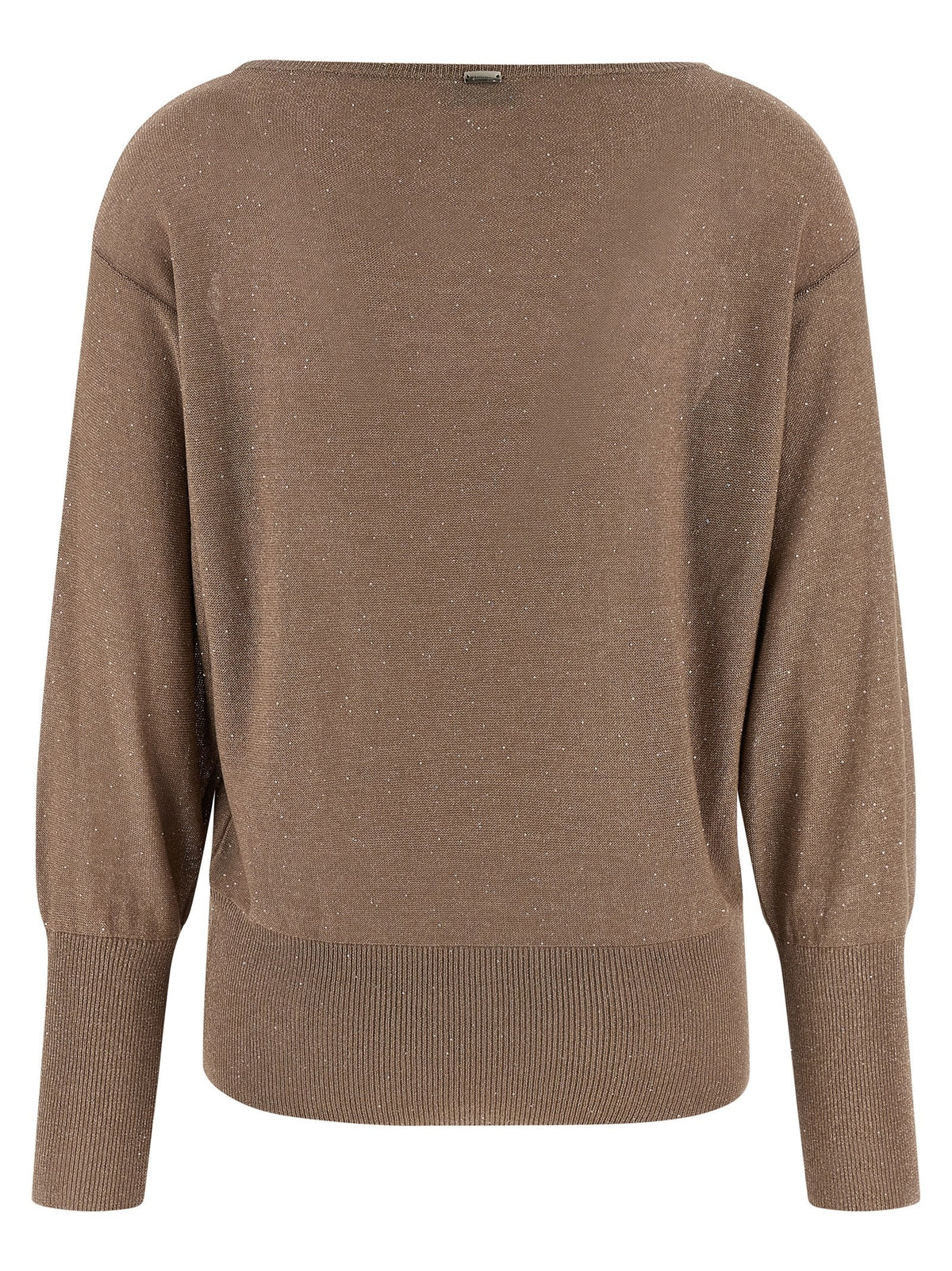 Herno Lamé and Sequin Yarn Sweater Brown