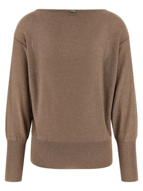 Herno Lamé and Sequin Yarn Sweater Brown