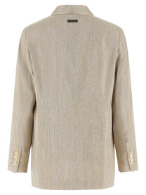 Peserico Lamé Thread Blazer Beige