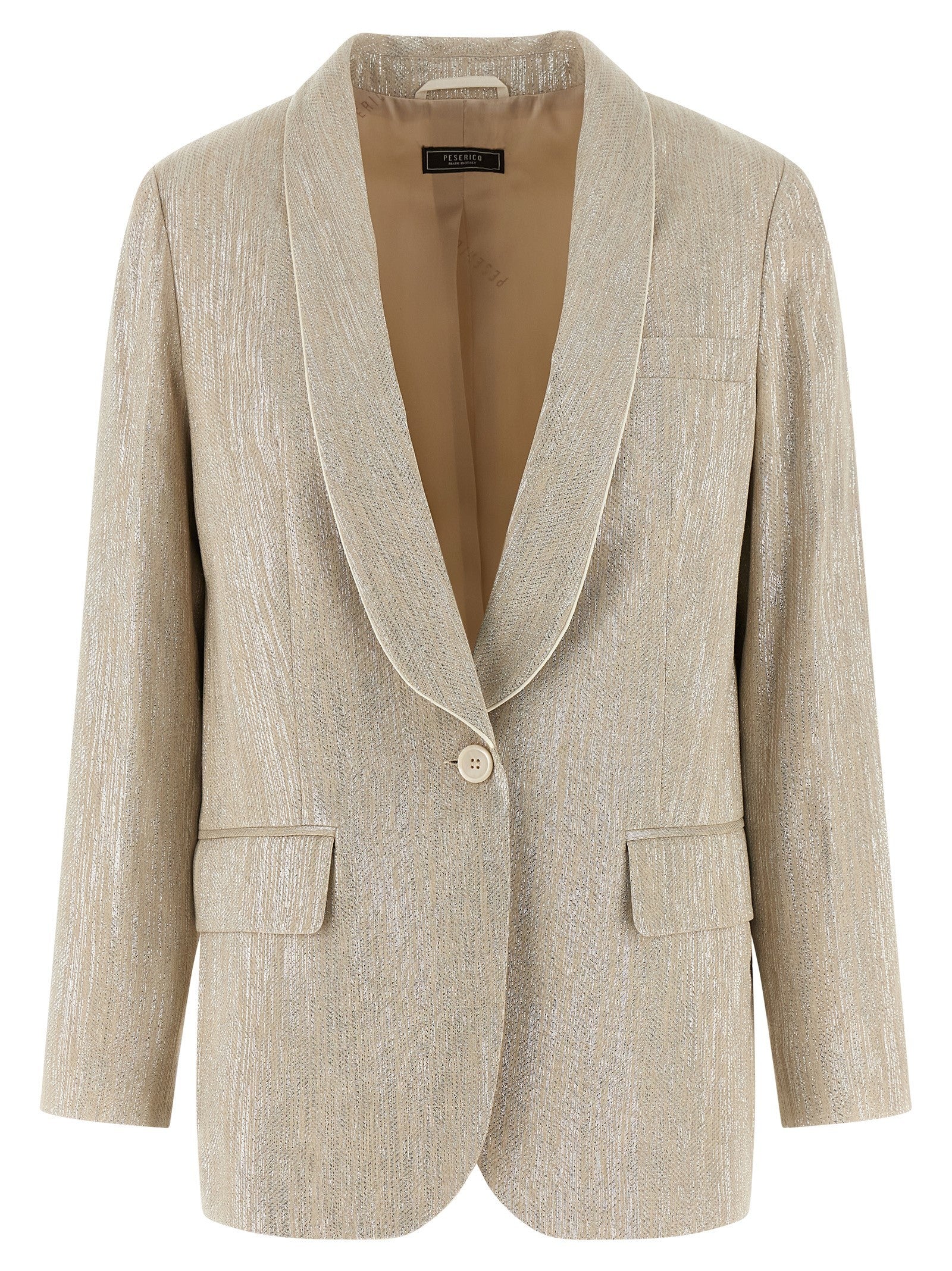 Peserico Lamé Thread Blazer Beige