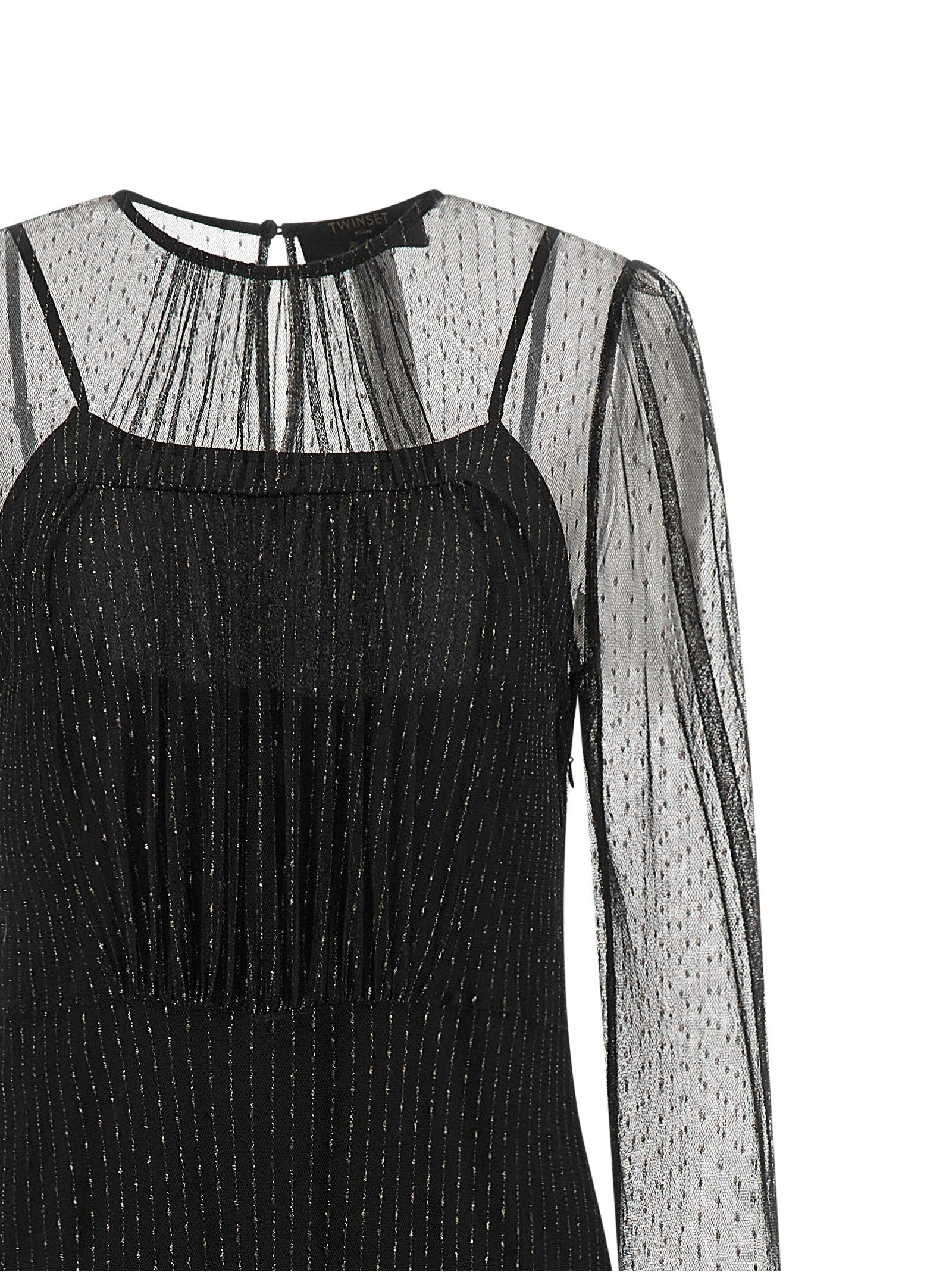 TWINSET Lamé Thread Dress Black