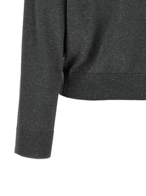Peserico Lamé Thread Turtleneck Sweater Grey