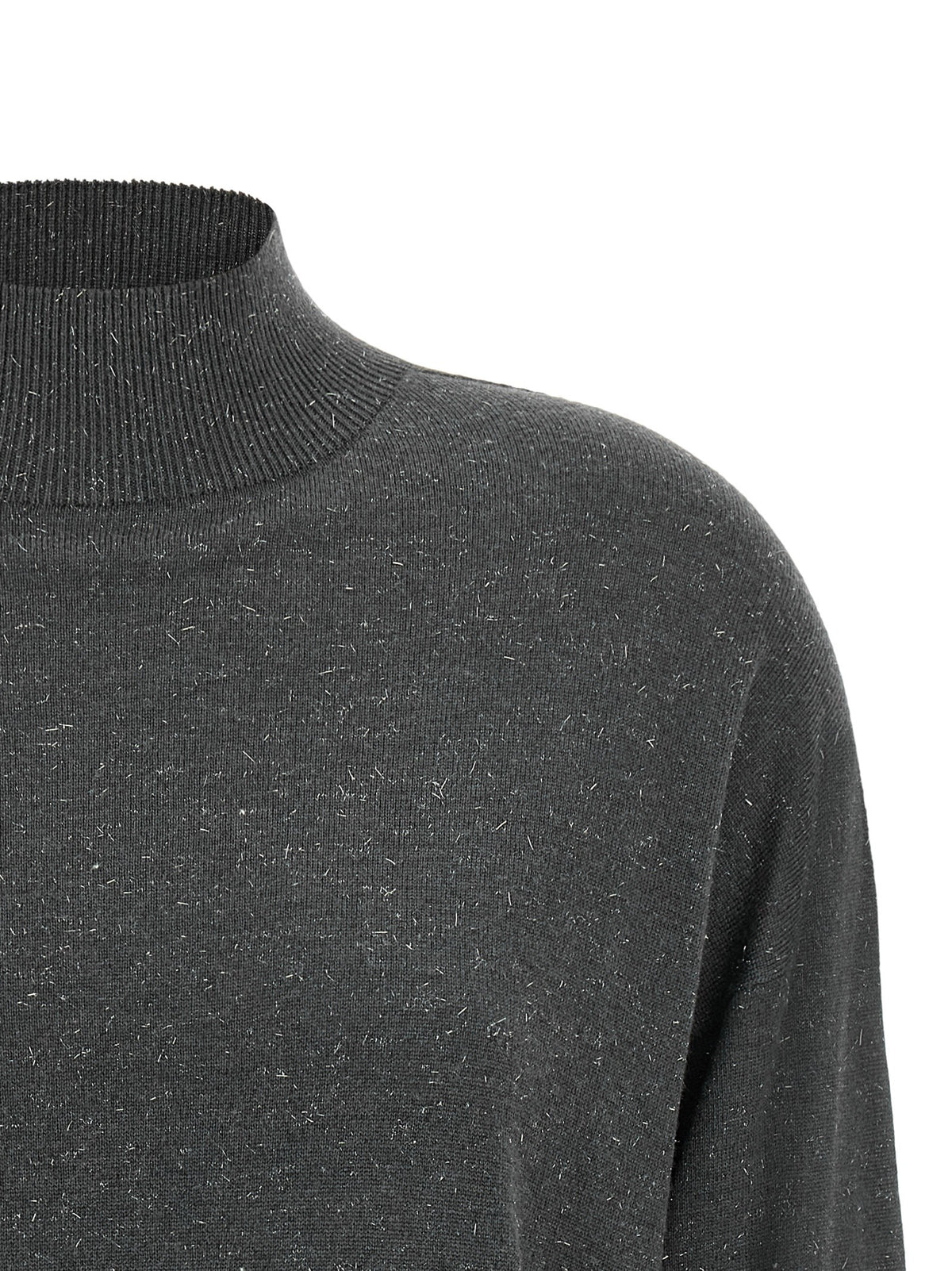 Peserico Lamé Thread Turtleneck Sweater Grey