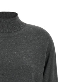 Peserico Lamé Thread Turtleneck Sweater Grey
