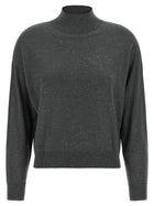 Peserico Lamé Thread Turtleneck Sweater Grey