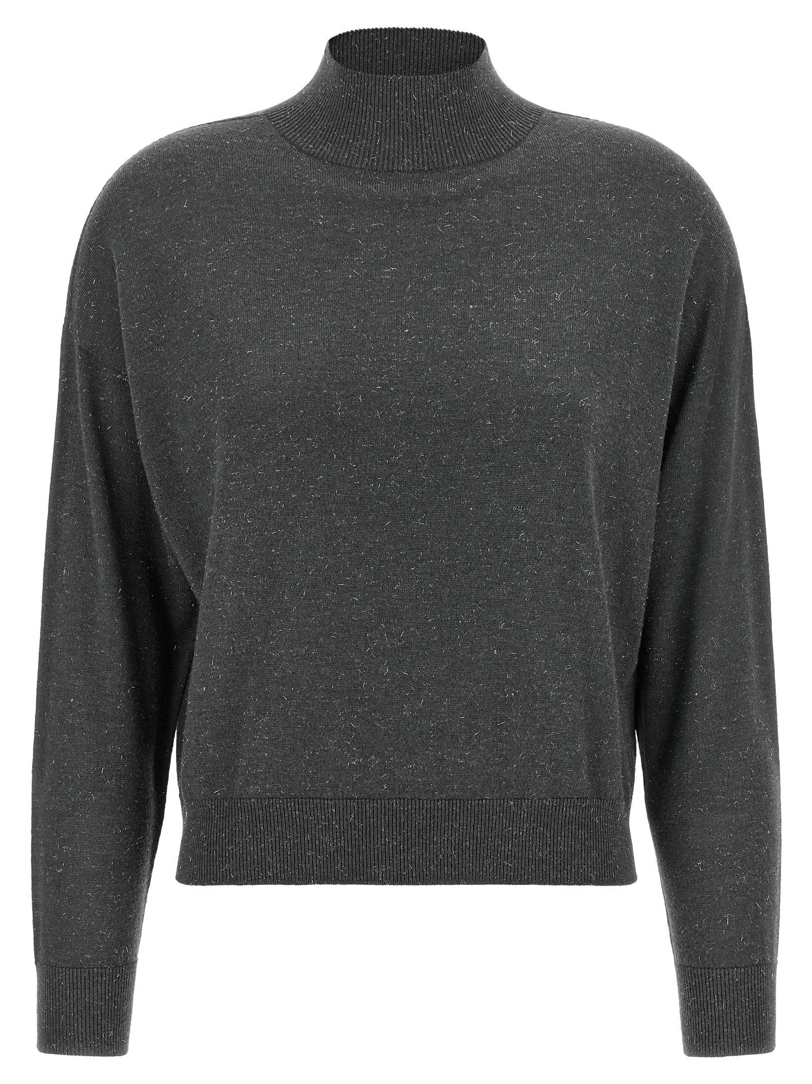 Peserico Lamé Thread Turtleneck Sweater Grey