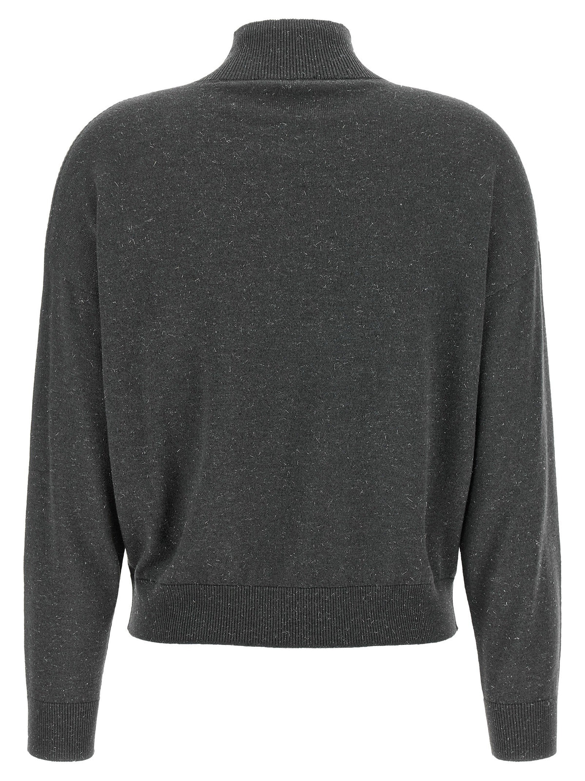 Peserico Lamé Thread Turtleneck Sweater Grey