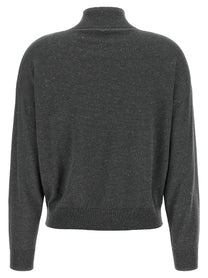 Peserico Lamé Thread Turtleneck Sweater Grey