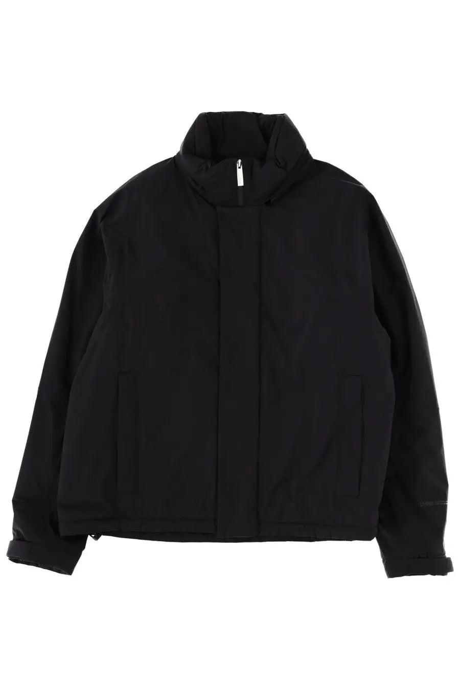 Laminar men’s black puffer jacket with high collar and front zipper for warmth and style