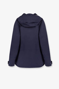 Laminar men’s dark navy blue waterproof hooded jacket with sleek modern design and subtle collar branding