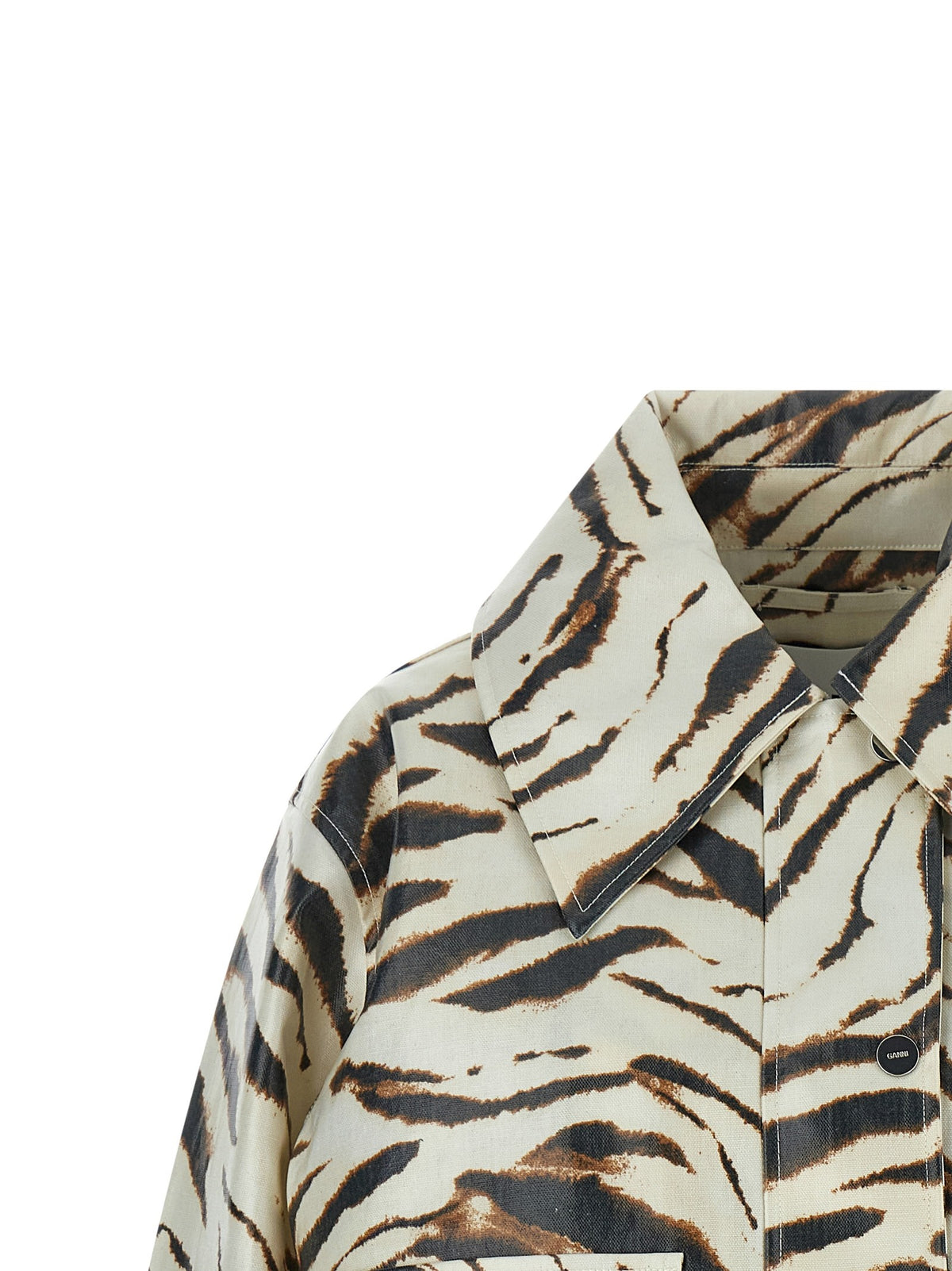 Ganni Laminated Fabric Jacket Gold