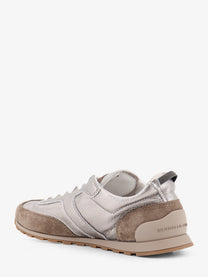Brunello Cucinelli Women's Laminated Leather and Suede Sneakers Beige
