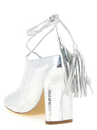 Dries Van Noten Laminated Leather Mules Silver, view 3