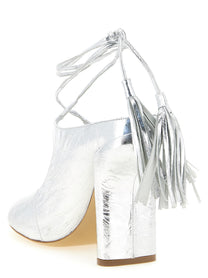 Dries Van Noten Laminated Leather Mules Silver