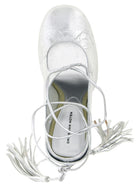 Dries Van Noten Laminated Leather Mules Silver, view 4