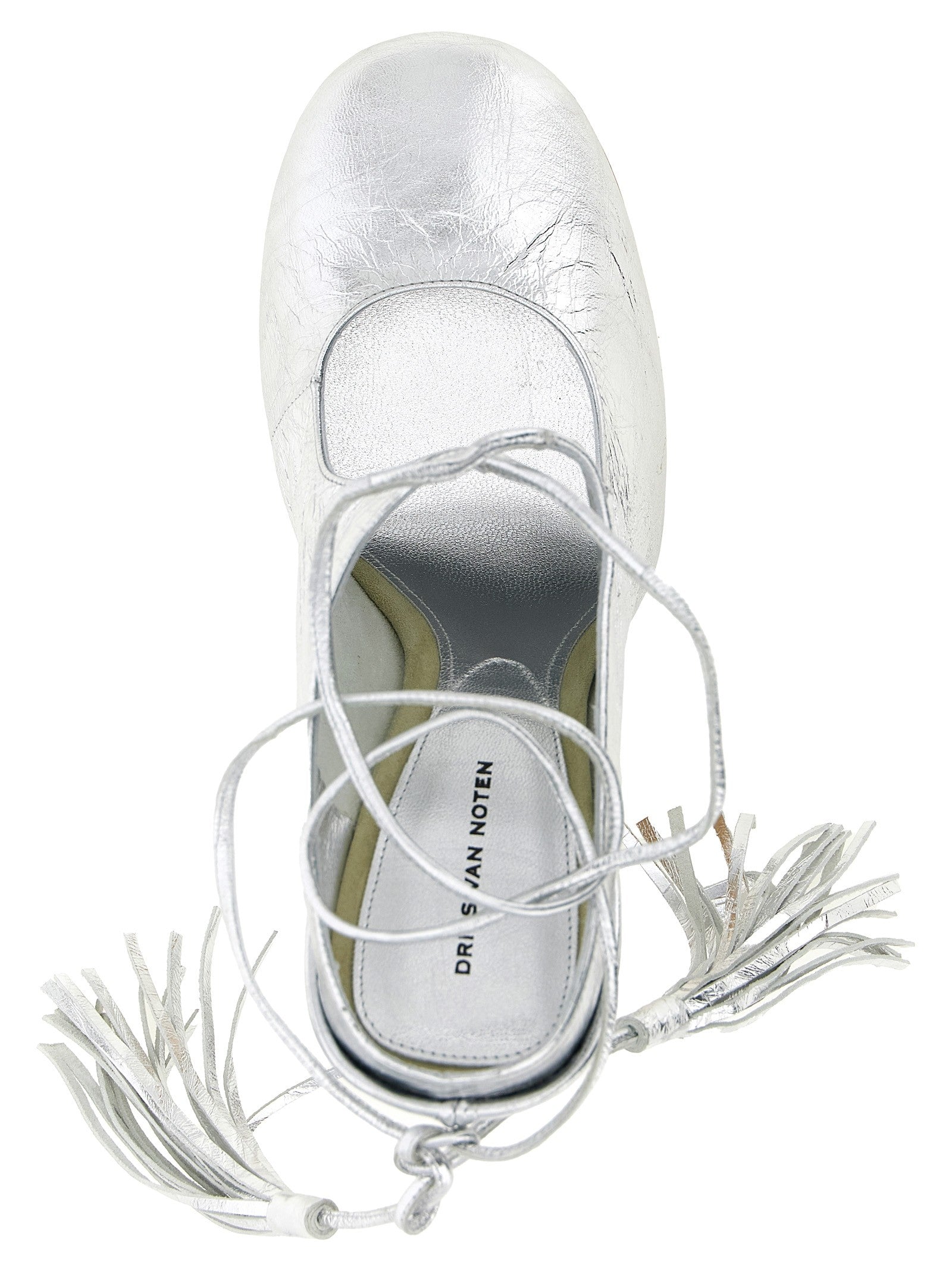 Dries Van Noten Laminated Leather Mules Silver