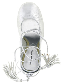 Dries Van Noten Laminated Leather Mules Silver