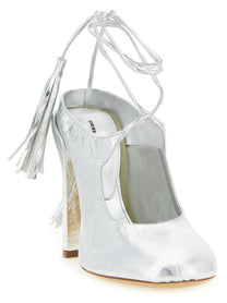 Dries Van Noten Laminated Leather Mules Silver