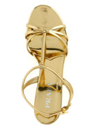 PRADA Laminated Leather Sandals Gold, view 4
