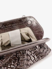 Themoirè Women's Laminated Leather Tia Shoulder Bag Silver