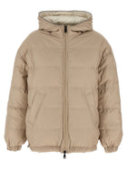 Brunello Cucinelli Laminated Reversible Down Jacket Beige, view 2